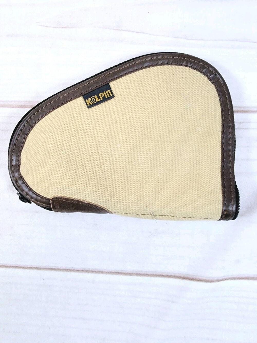 Kolpin Brown Leather Soft Pistol Case w/ Padded Interior, Locking Zipper